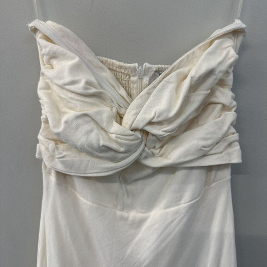 Ivory Strapless Midi Tie Top Dress 0