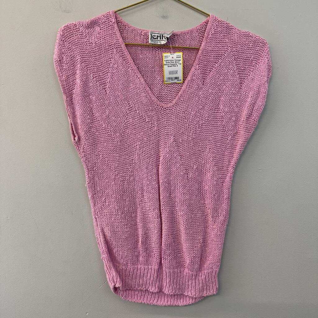 Vintage Erika Pink Short Sleeve Sweater Top Small