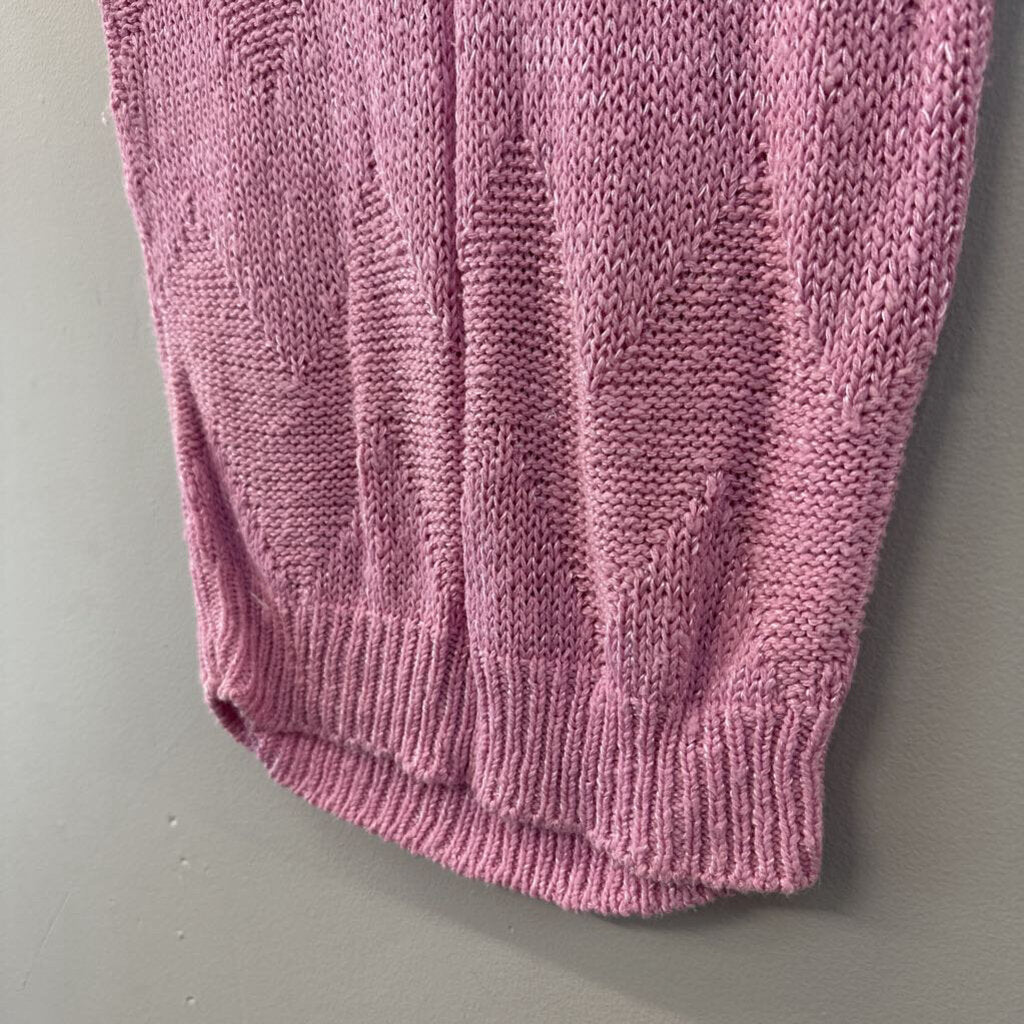 Vintage Erika Pink Short Sleeve Sweater Top Small