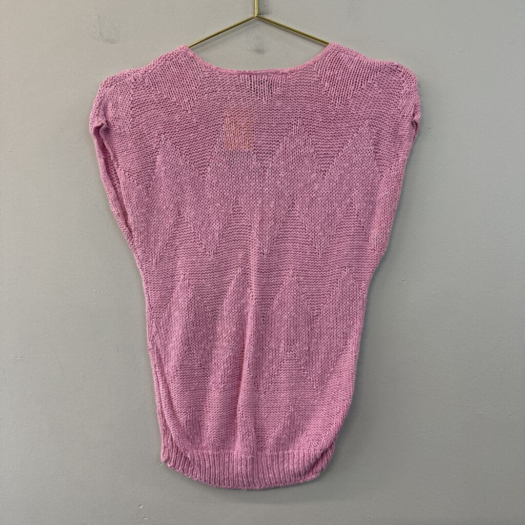 Vintage Erika Pink Short Sleeve Sweater Top Small