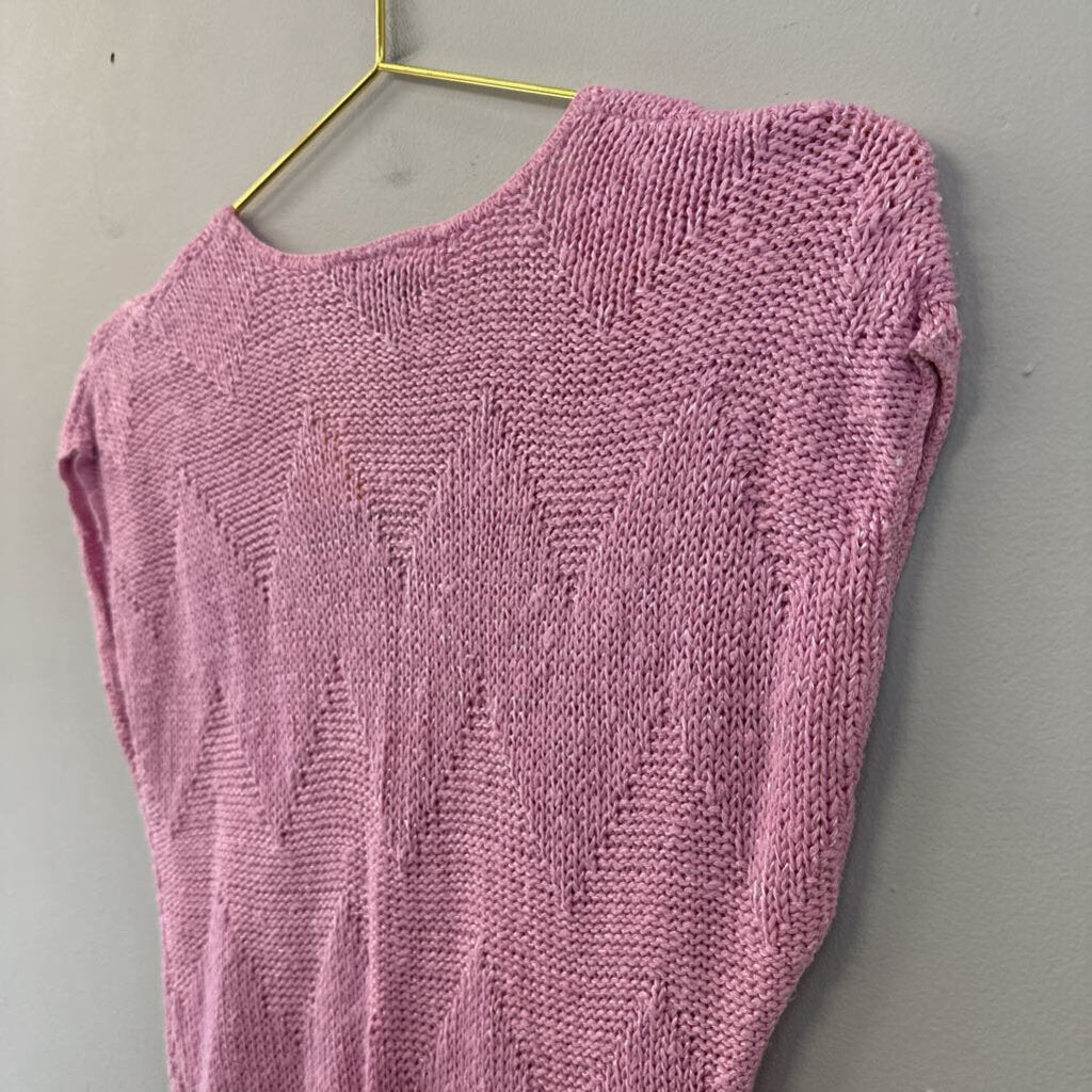 Vintage Erika Pink Short Sleeve Sweater Top Small