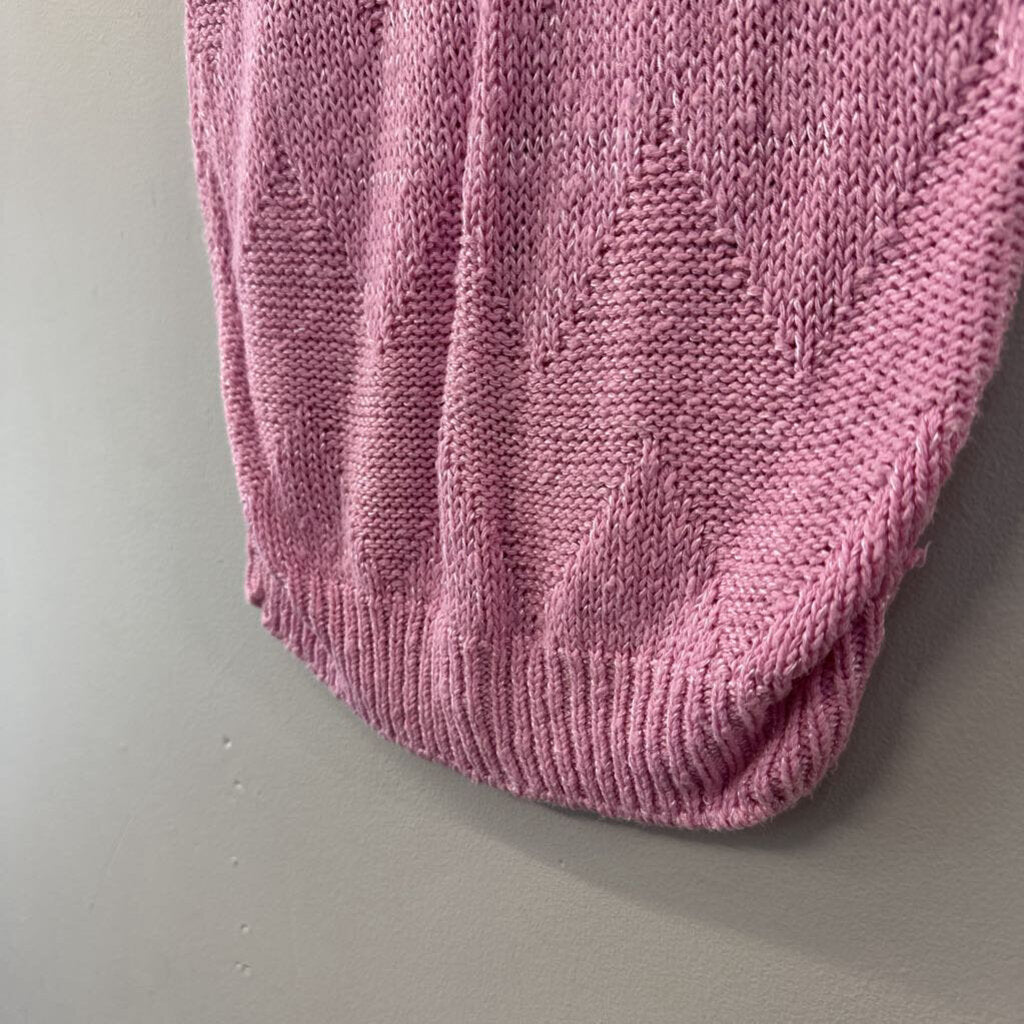 Vintage Erika Pink Short Sleeve Sweater Top Small