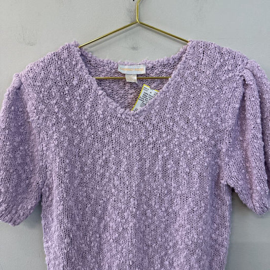 Vintage Chimney Ridge Purple Short Sleeve Sweater Top Medium