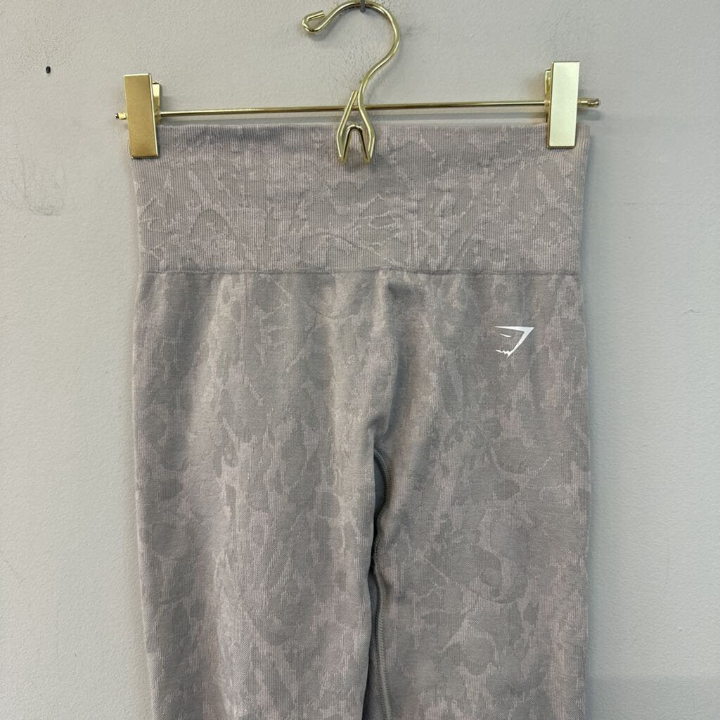 Gym Shark Grey Patterned Cropped Leggings Extra Large