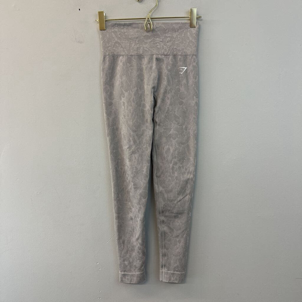 Gym Shark Grey Patterned Cropped Leggings Extra Large