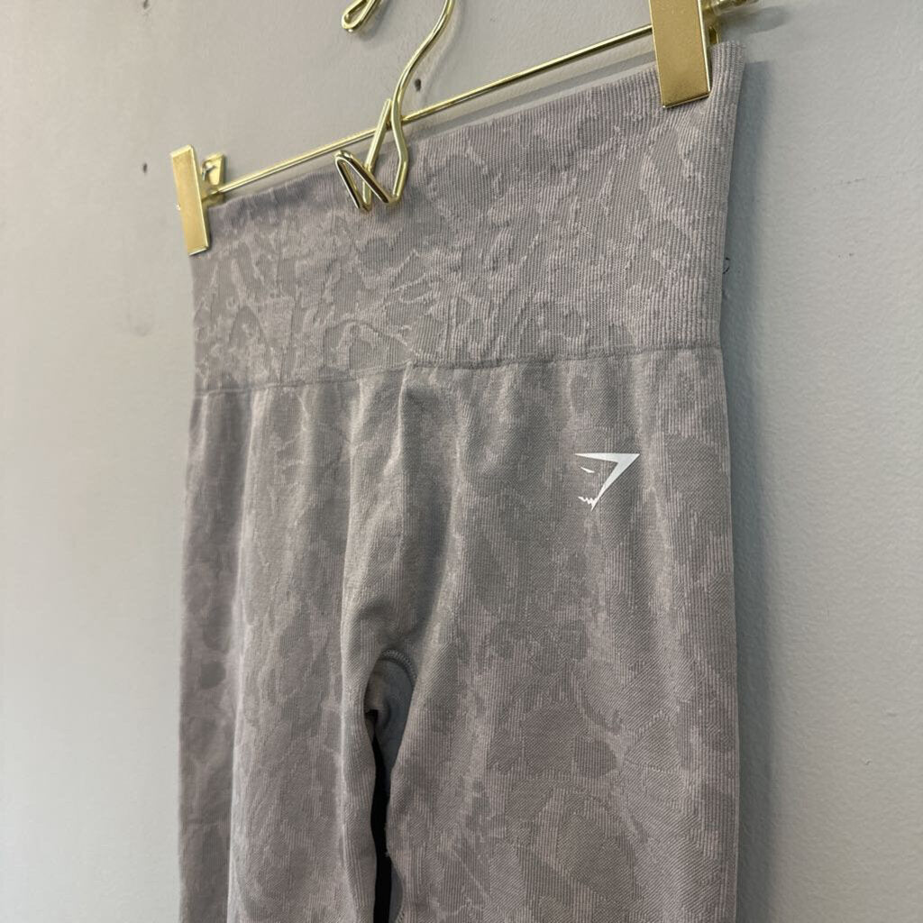 Gym Shark Grey Patterned Cropped Leggings Extra Large