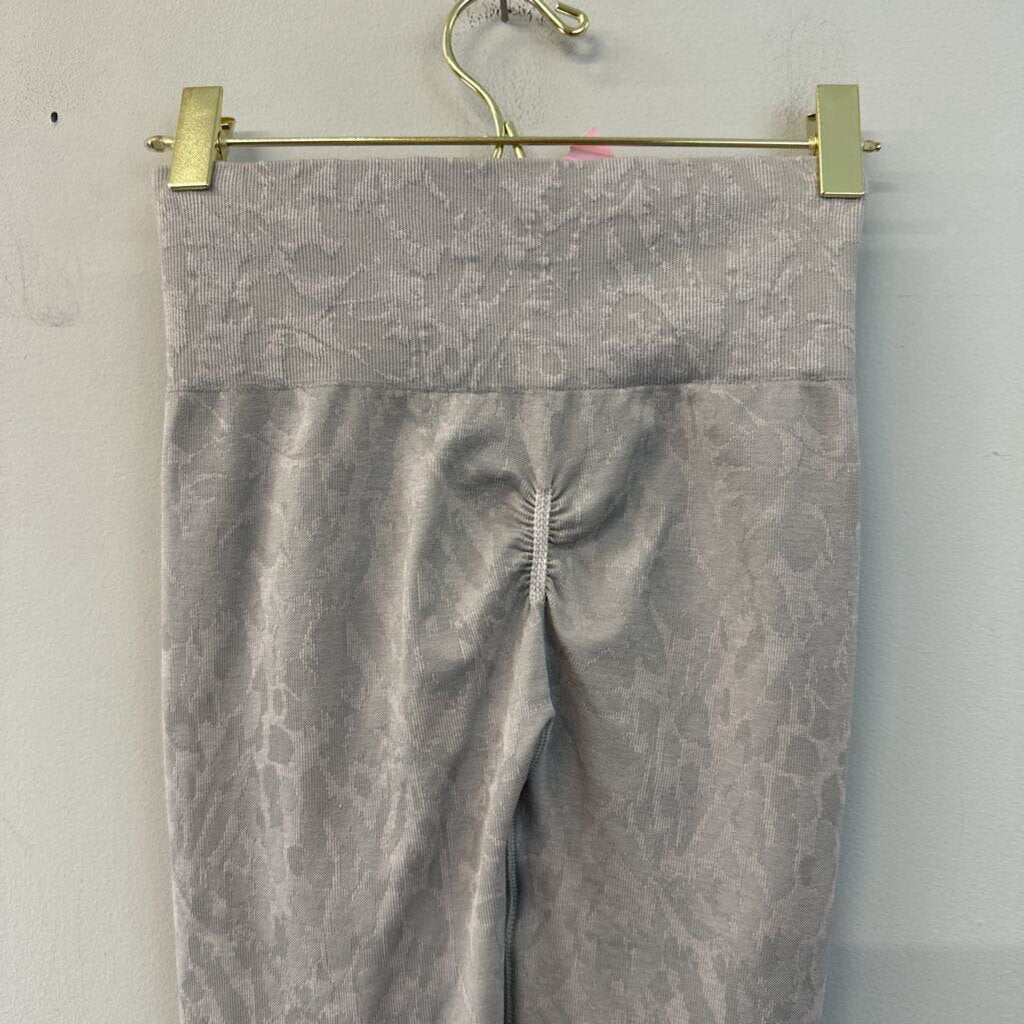 Gym Shark Grey Patterned Cropped Leggings Extra Large