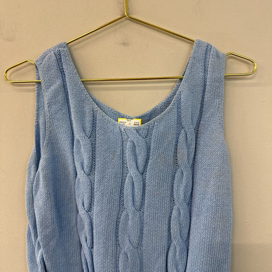 Vintage Blue Cable Knit Sweater Tank Top Small