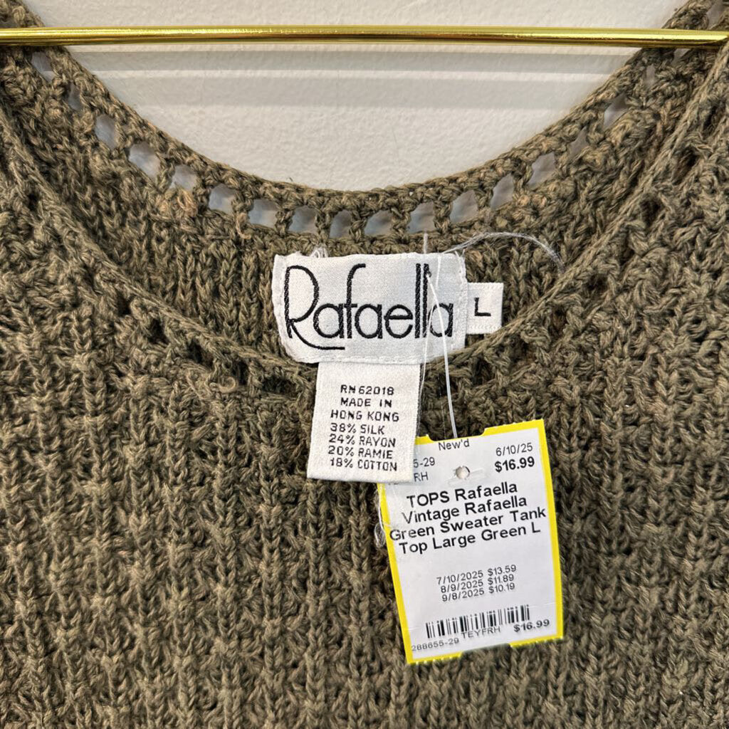 Vintage Rafaella Green Sweater Tank Top Large