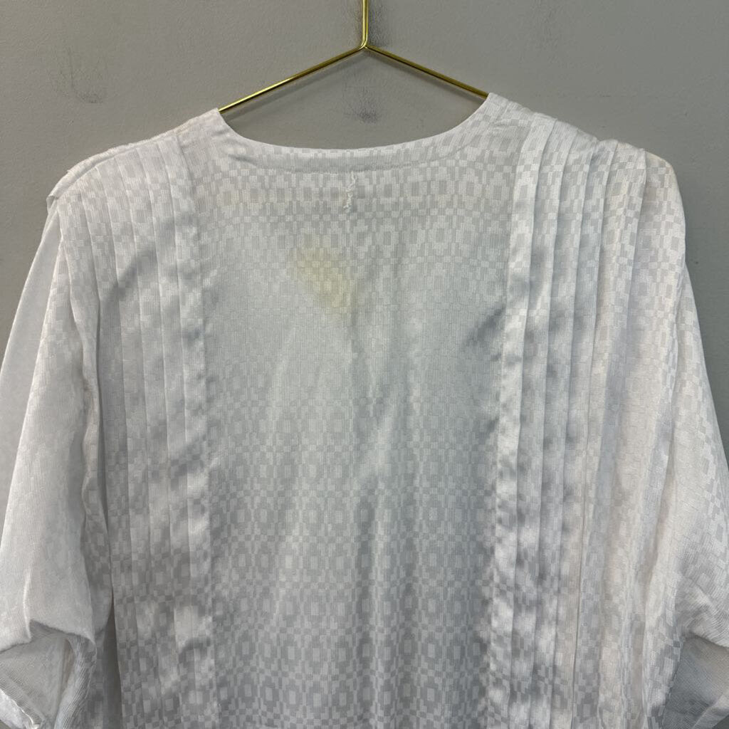 Vintage Argenti White Silky Print Button Front Top 8