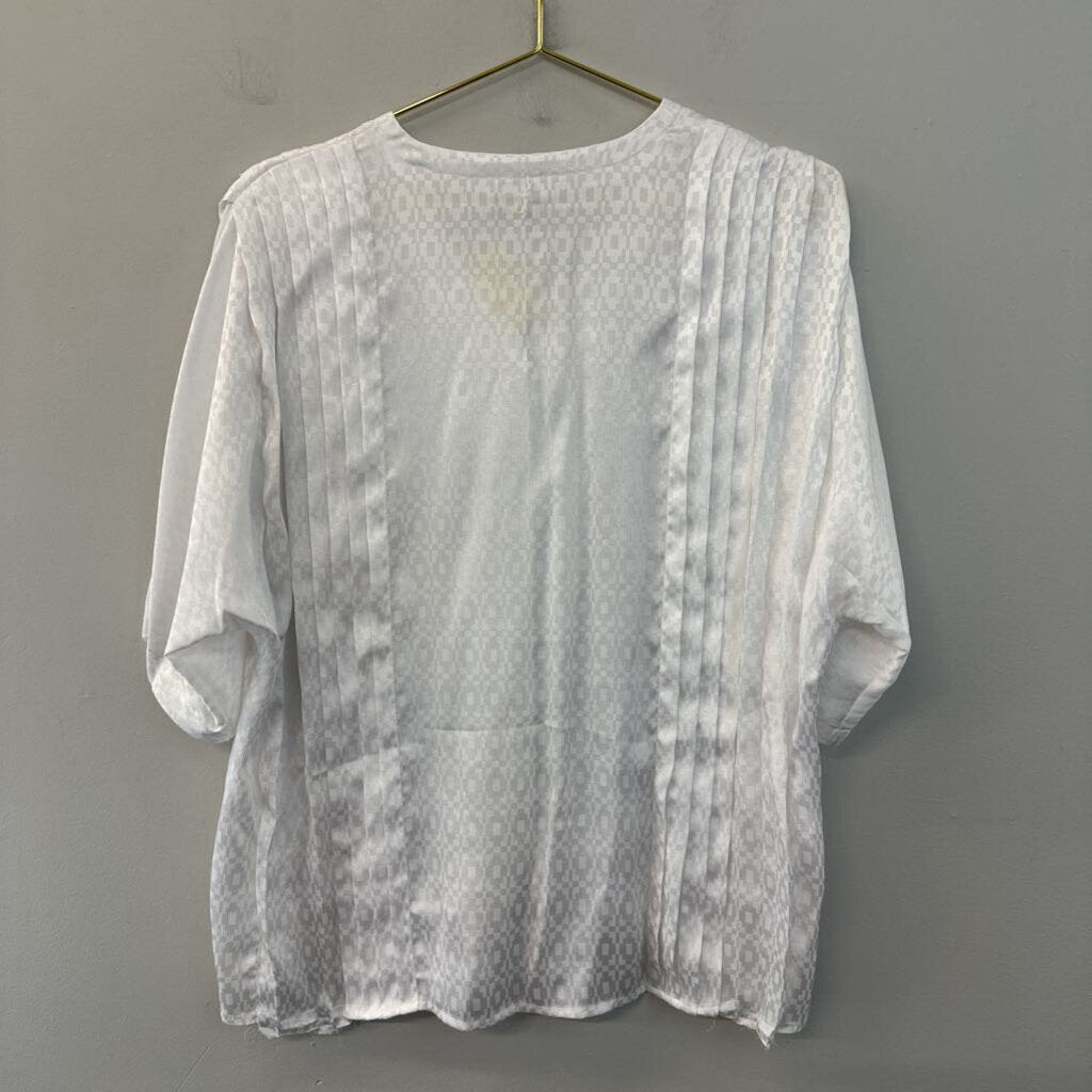 Vintage Argenti White Silky Print Button Front Top 8