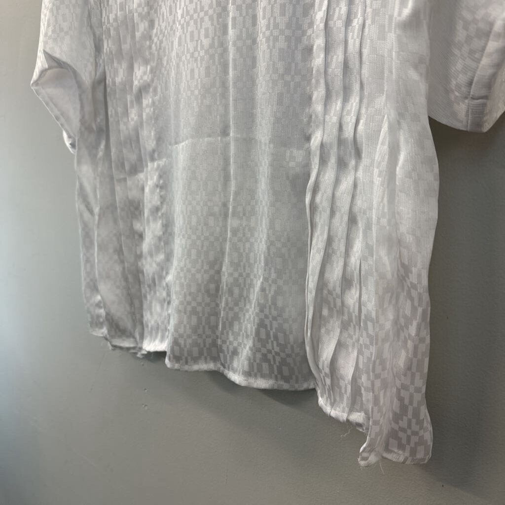 Vintage Argenti White Silky Print Button Front Top 8
