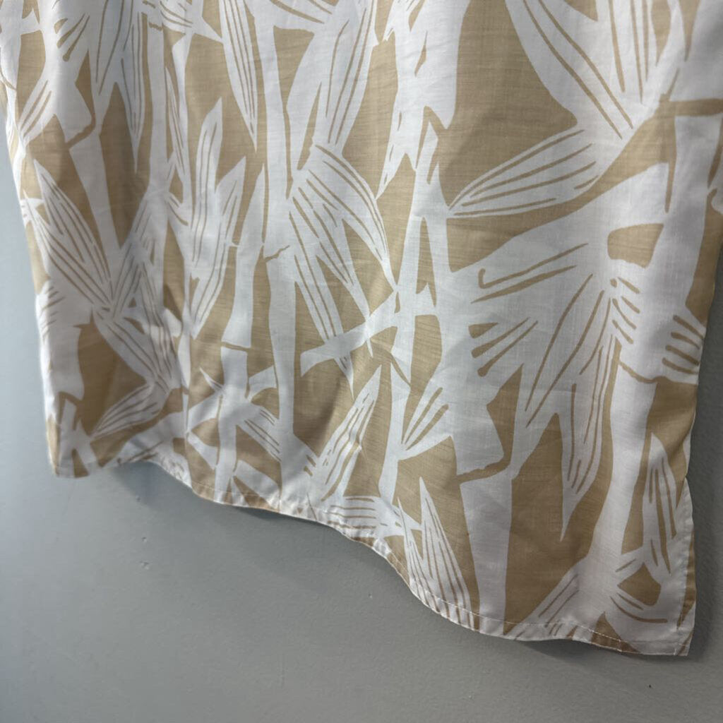 Vintage Jones New York Beige/ White Print Short Sleeve Button Down Top 10