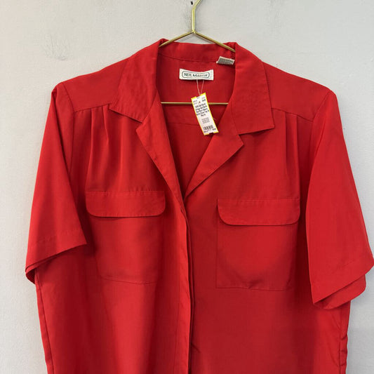 Vintage Neil Martin Red Short Sleeve Button Down Top 14