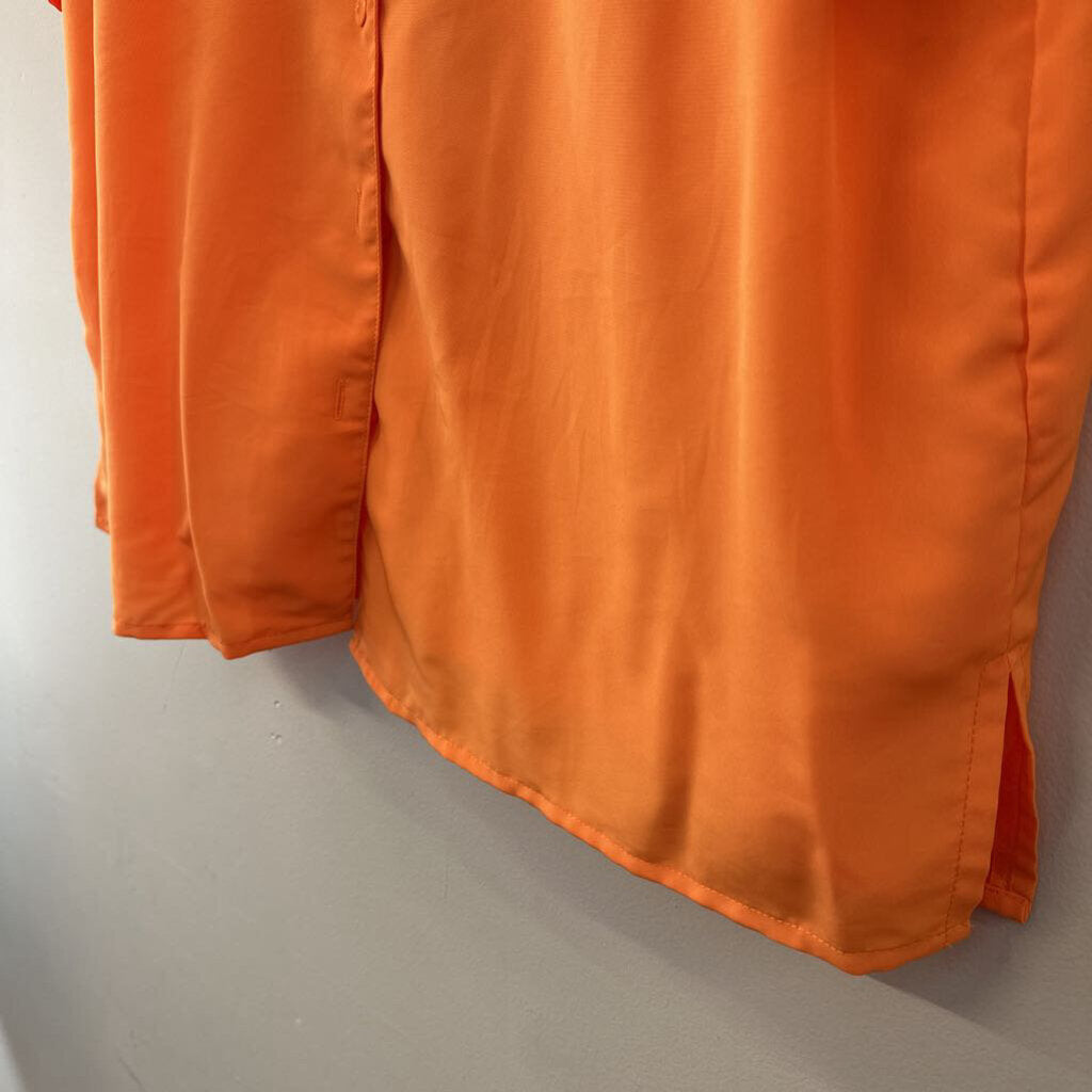 Vintage Yves St Clair Orange Short Sleeve Button Down Top Large