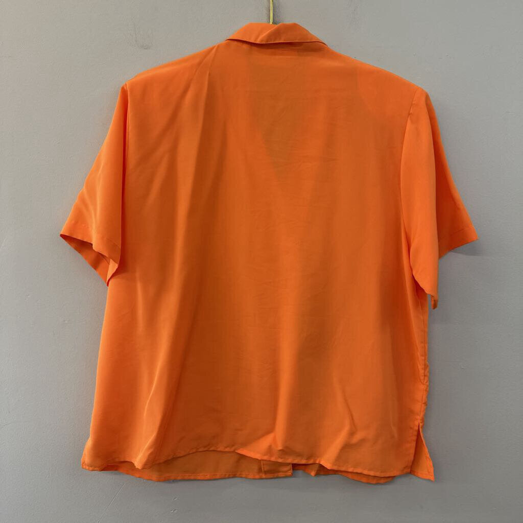 Vintage Yves St Clair Orange Short Sleeve Button Down Top Large