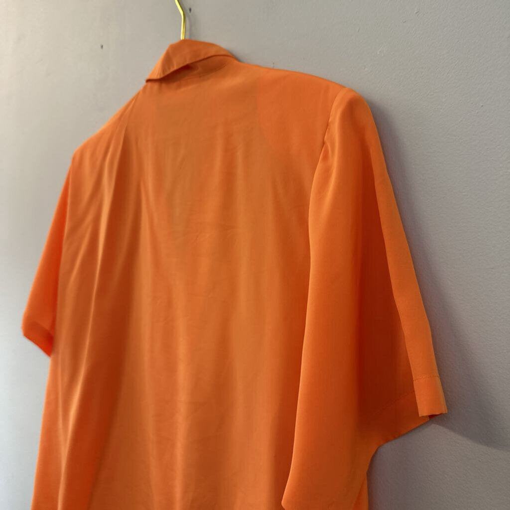 Vintage Yves St Clair Orange Short Sleeve Button Down Top Large