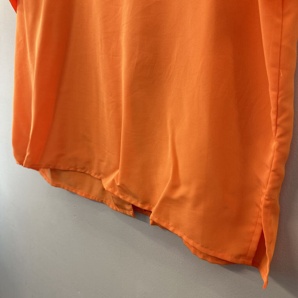 Vintage Yves St Clair Orange Short Sleeve Button Down Top Large
