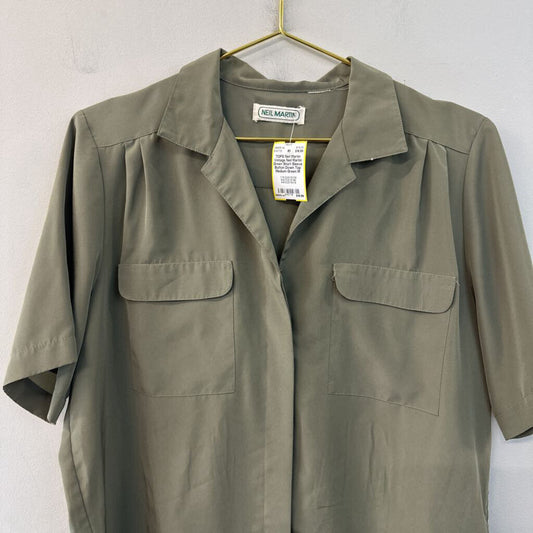 Vintage Neil Martin Green Short Sleeve Button Down Top Medium