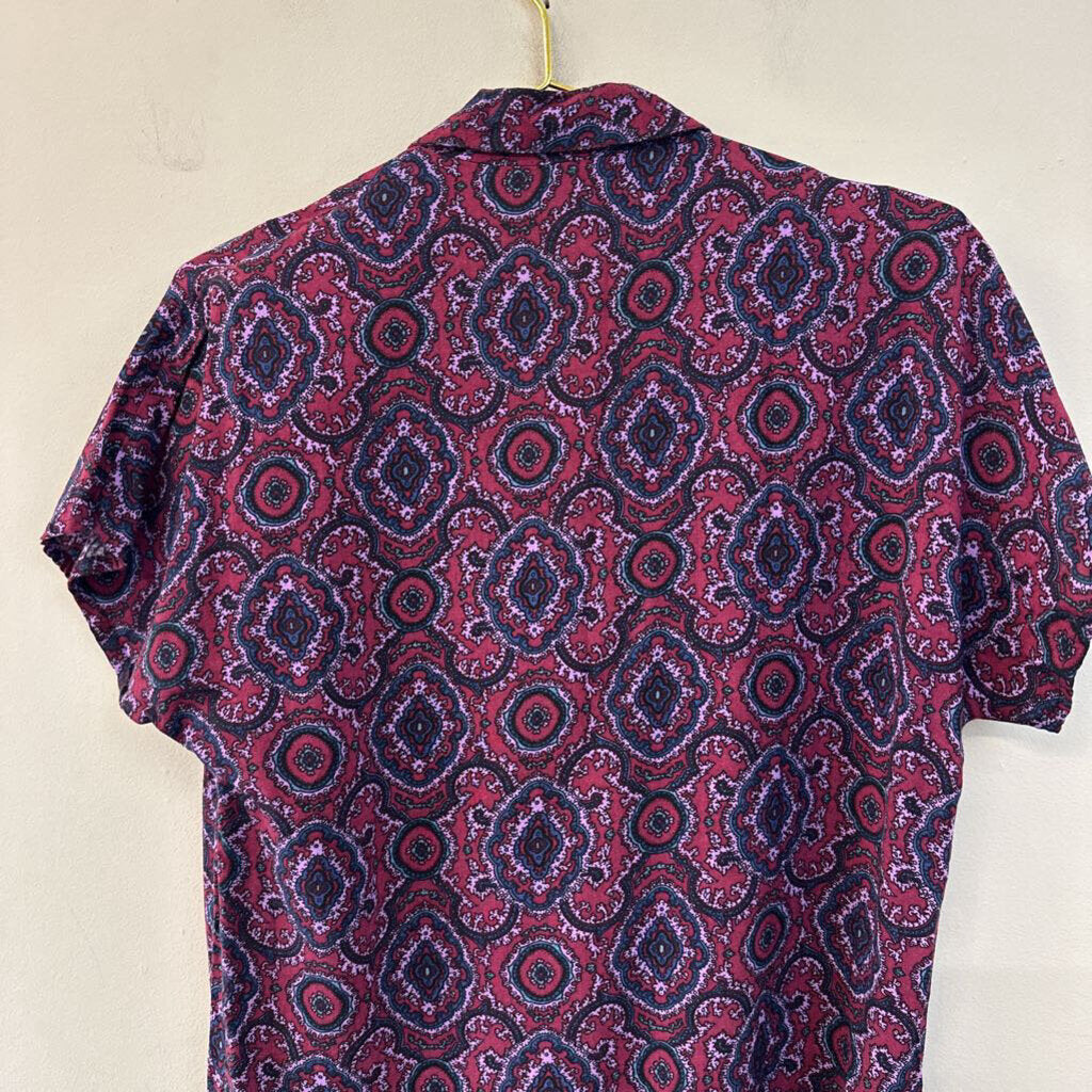 Vintage Lee Winter Purple/ Multi Print Short Sleeve Button Down Top 10