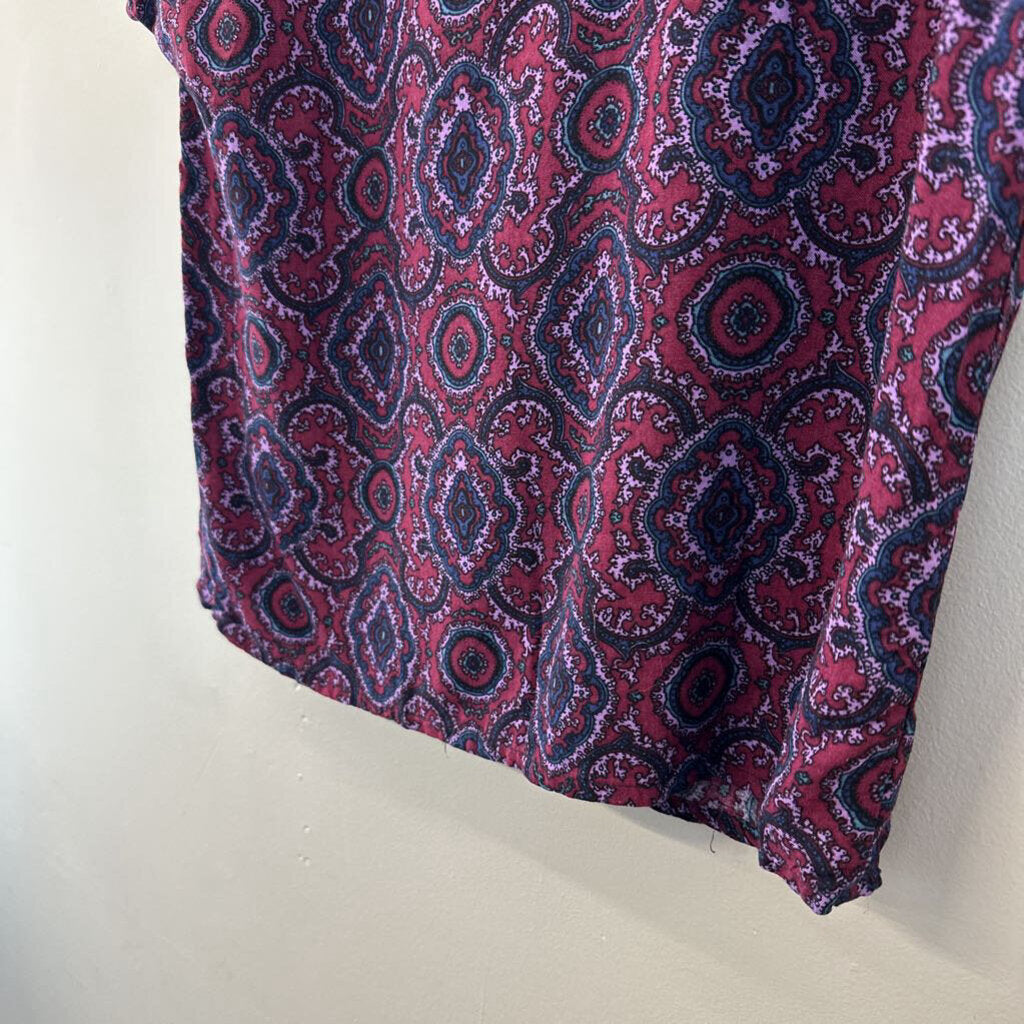 Vintage Lee Winter Purple/ Multi Print Short Sleeve Button Down Top 10