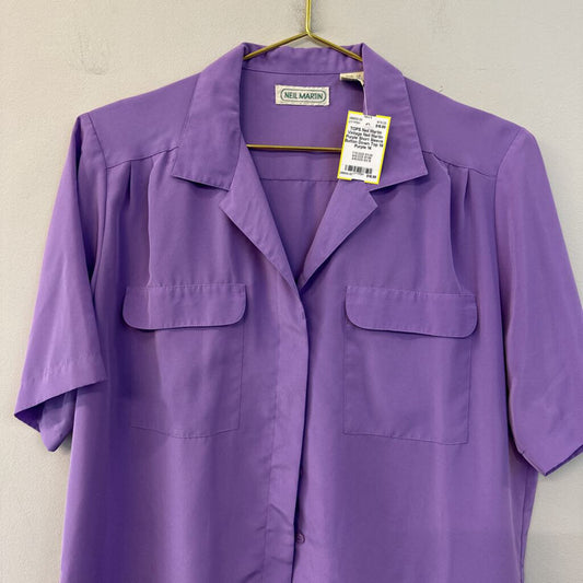 Vintage Neil Martin Purple Short Sleeve Button Down Top 14