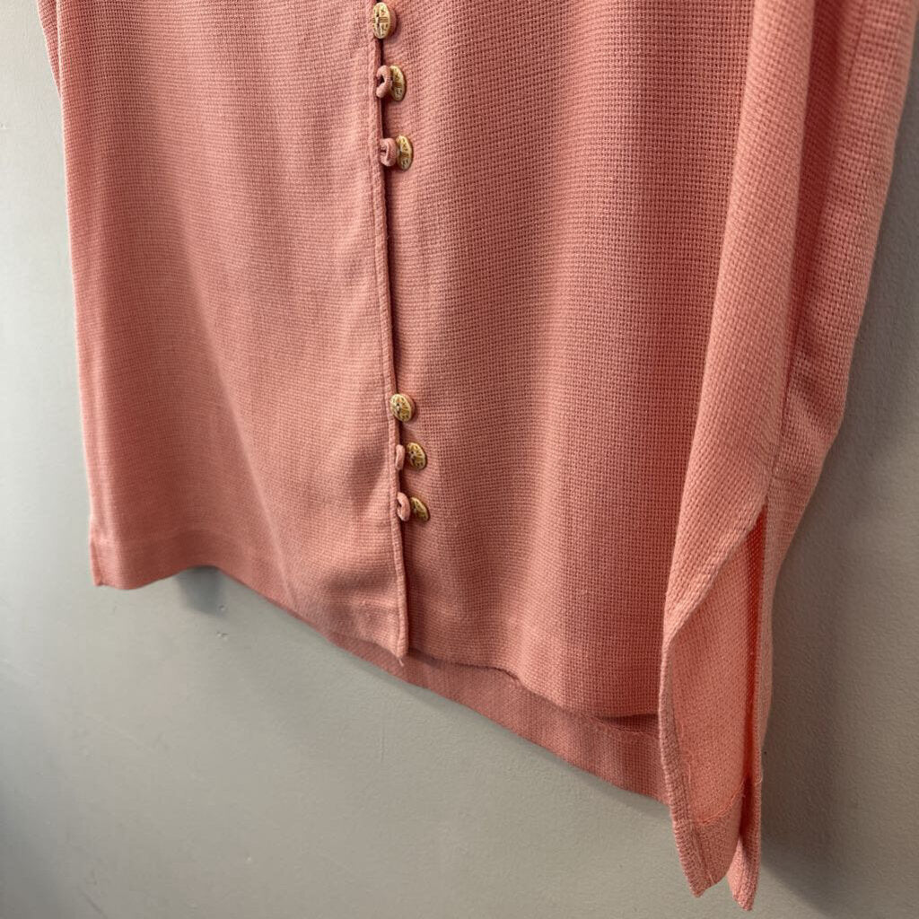 Vintage Pink Knit Sleeveless Button Front Top Medium