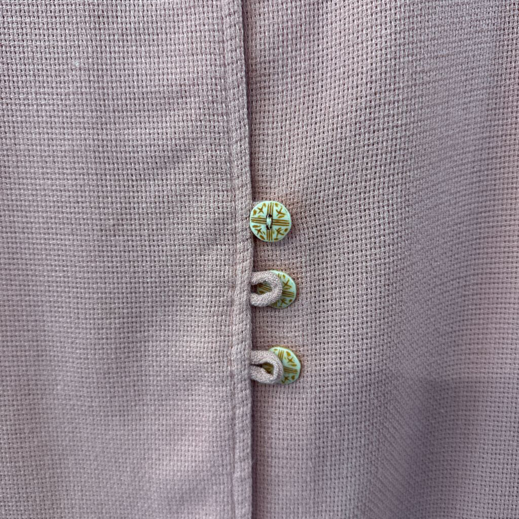 Vintage Pink Knit Sleeveless Button Front Top Medium