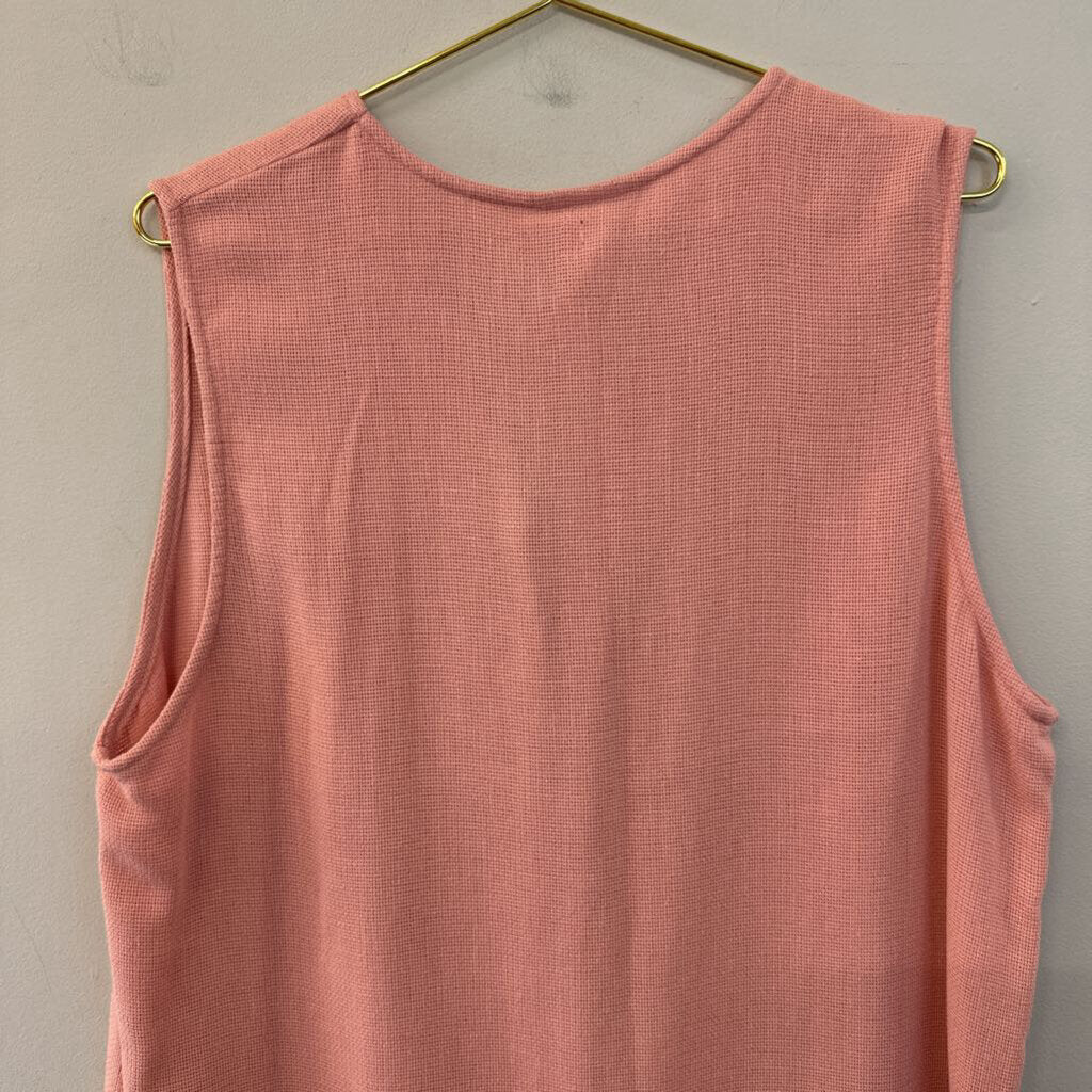 Vintage Pink Knit Sleeveless Button Front Top Medium