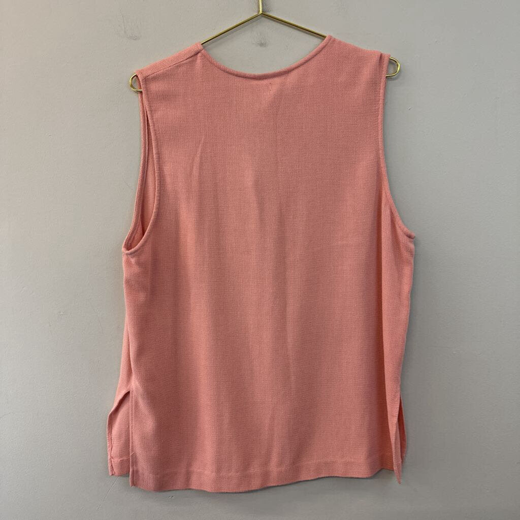 Vintage Pink Knit Sleeveless Button Front Top Medium