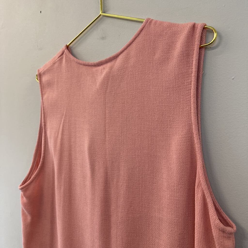 Vintage Pink Knit Sleeveless Button Front Top Medium
