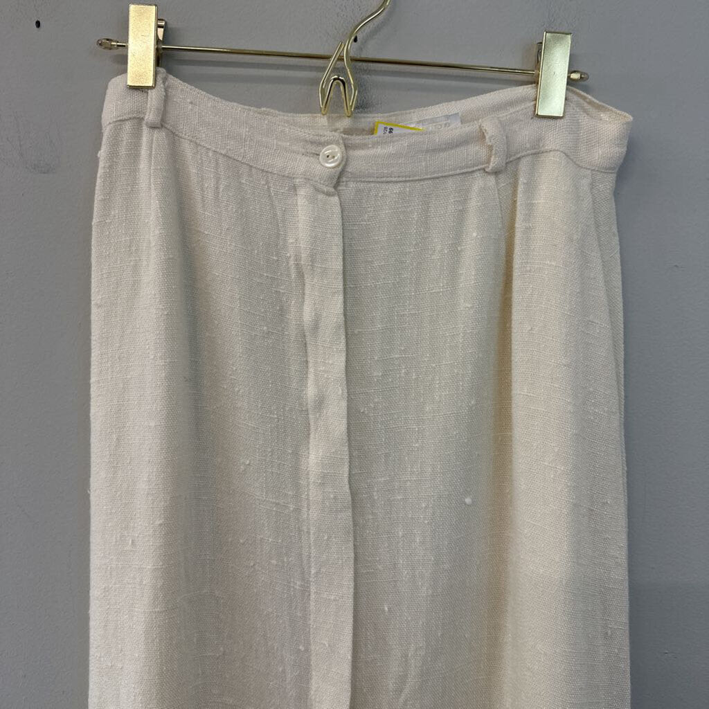 Vintage Emily, Just Emily Cream Textured Button Front Midi Skirt Small