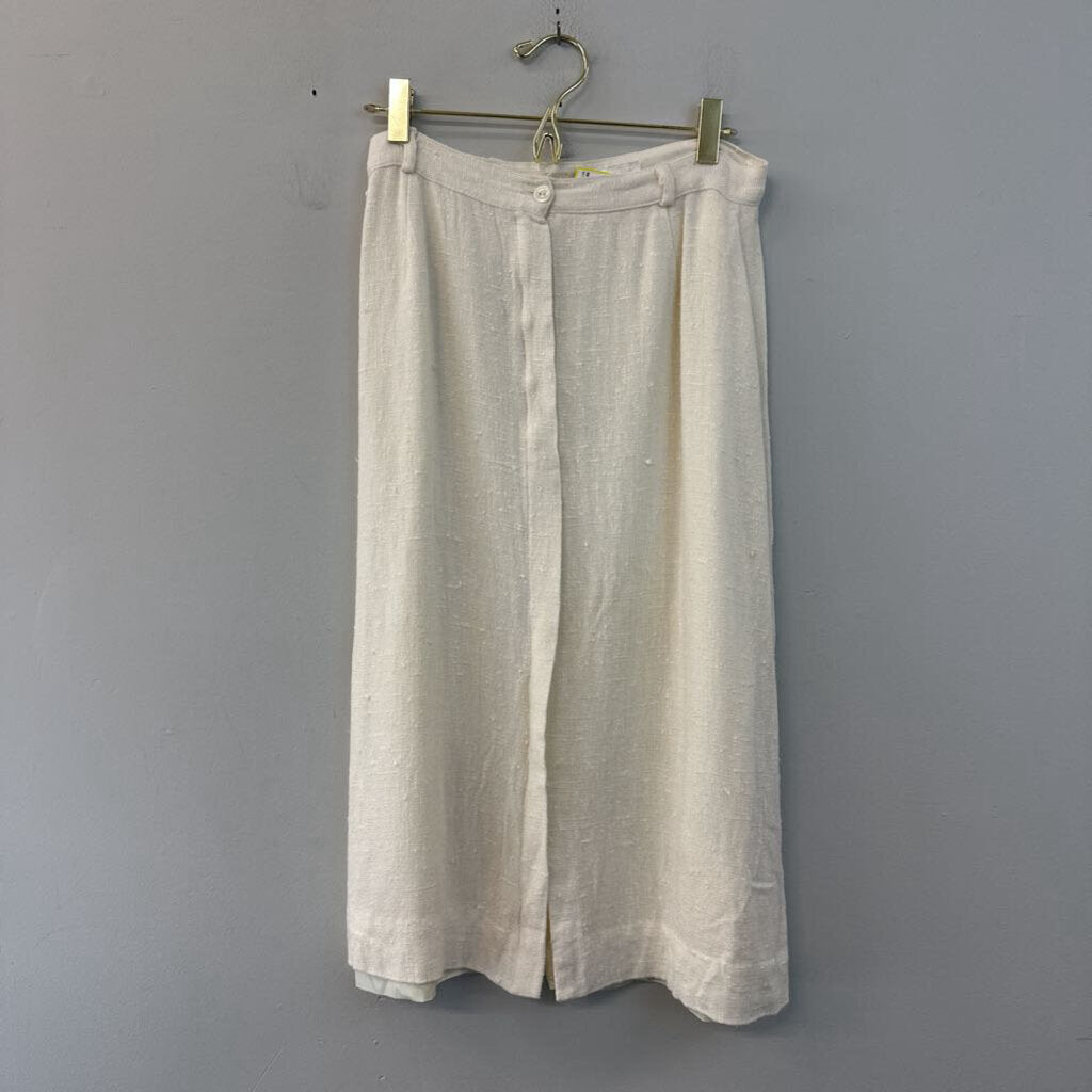 Vintage Emily, Just Emily Cream Textured Button Front Midi Skirt Small