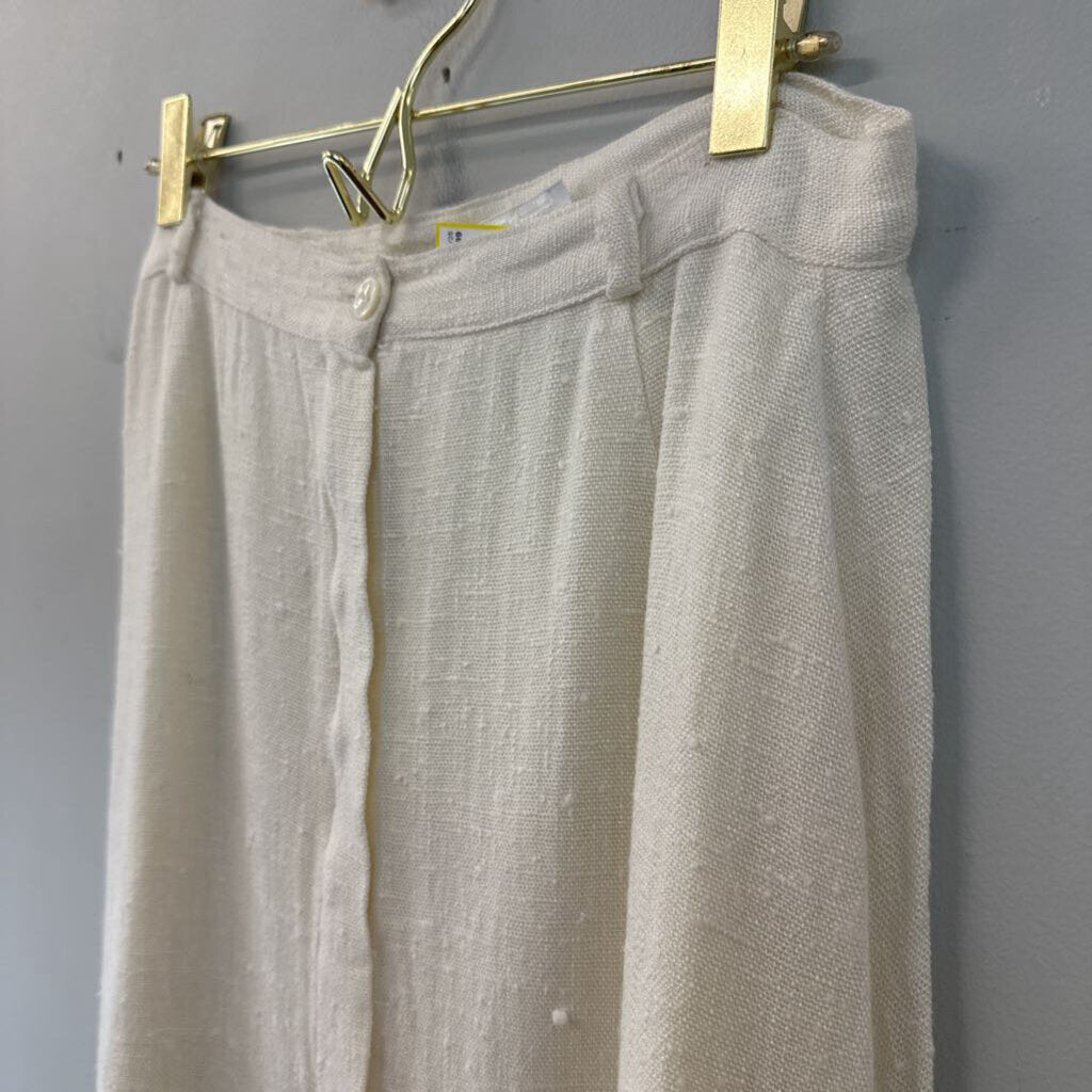 Vintage Emily, Just Emily Cream Textured Button Front Midi Skirt Small