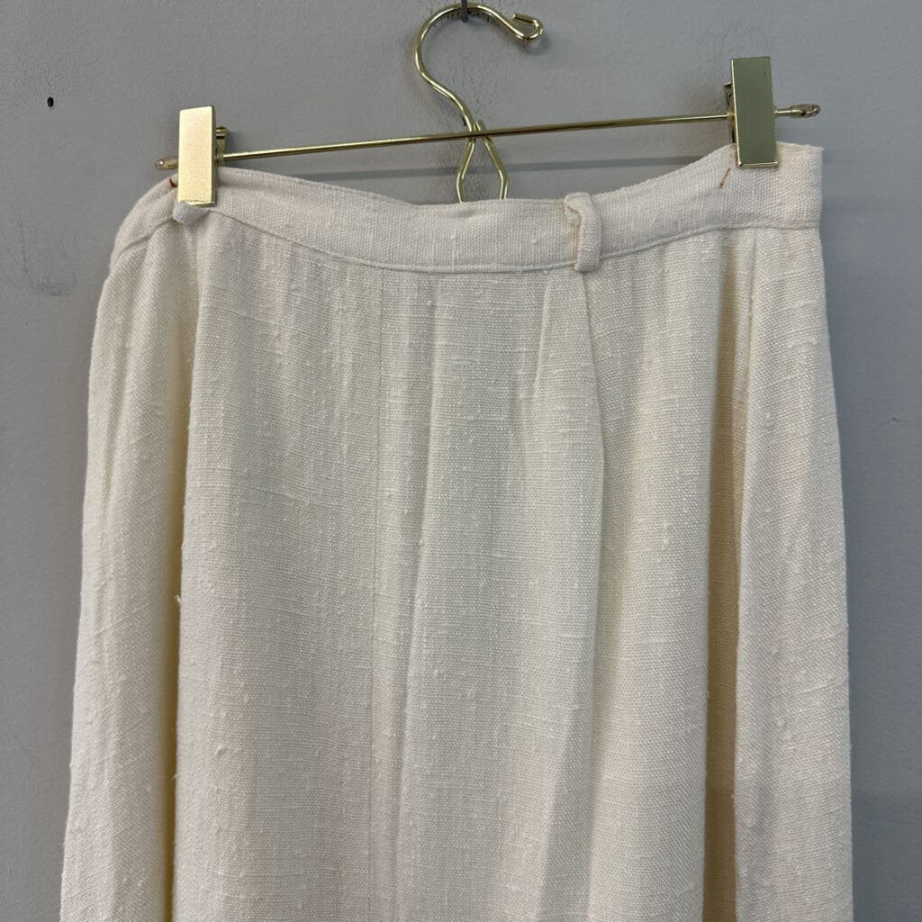 Vintage Emily, Just Emily Cream Textured Button Front Midi Skirt Small