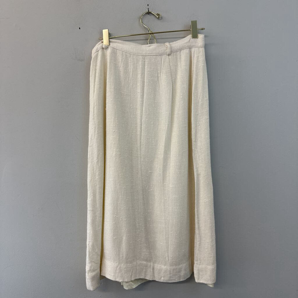 Vintage Emily, Just Emily Cream Textured Button Front Midi Skirt Small
