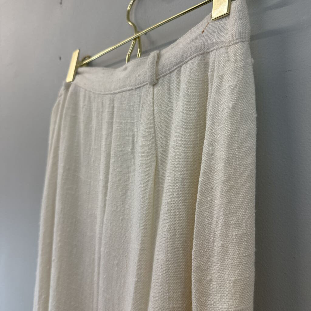 Vintage Emily, Just Emily Cream Textured Button Front Midi Skirt Small