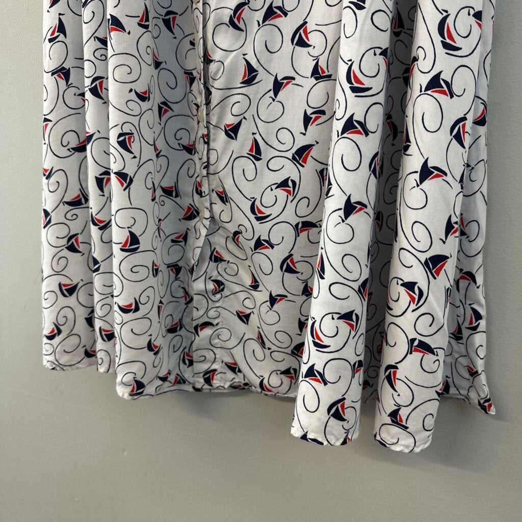 Vintage Pendleton White/ Multi Sailboat Print Maxi Skirt 16