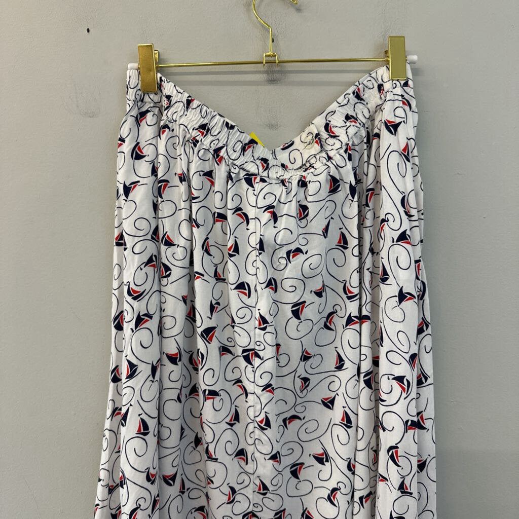 Vintage Pendleton White/ Multi Sailboat Print Maxi Skirt 16