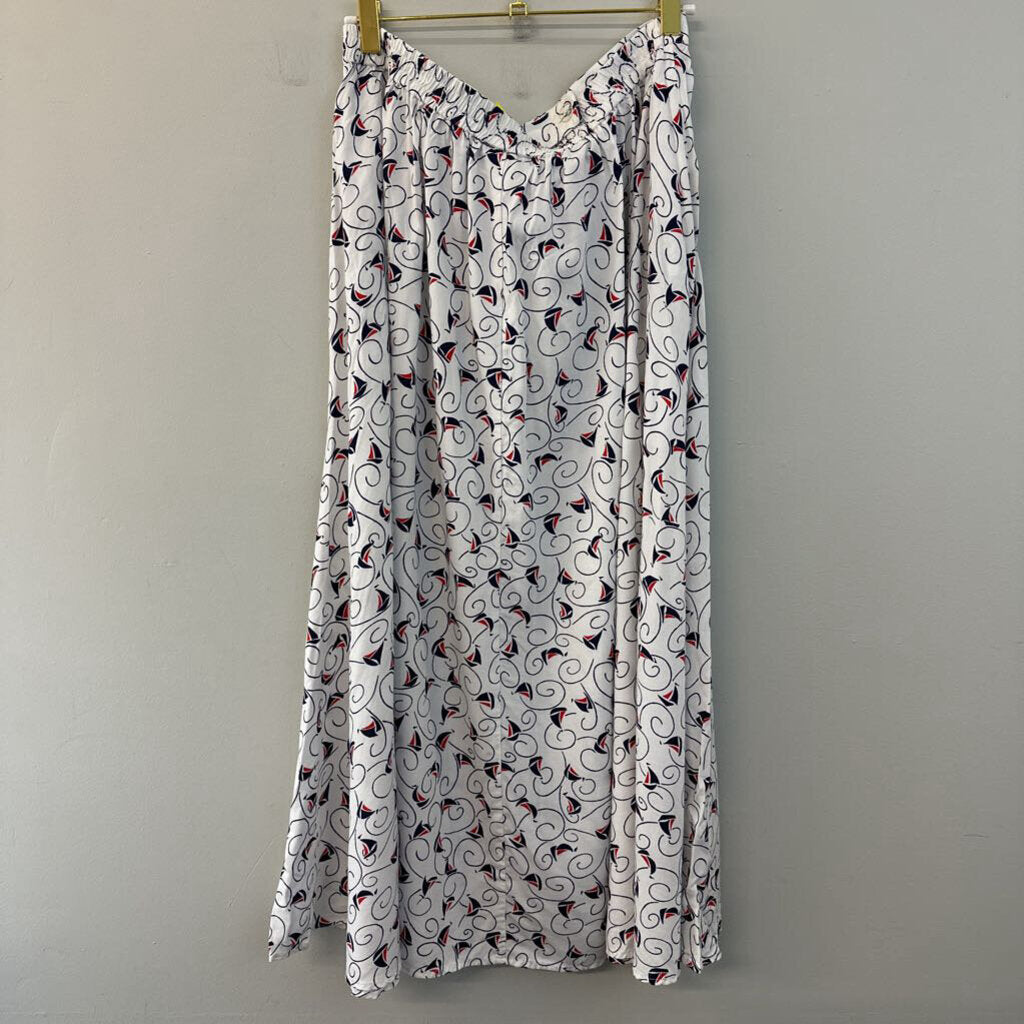 Vintage Pendleton White/ Multi Sailboat Print Maxi Skirt 16