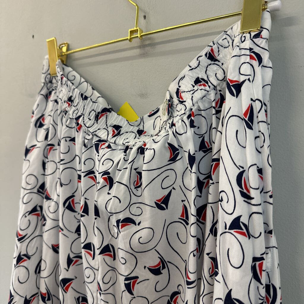 Vintage Pendleton White/ Multi Sailboat Print Maxi Skirt 16
