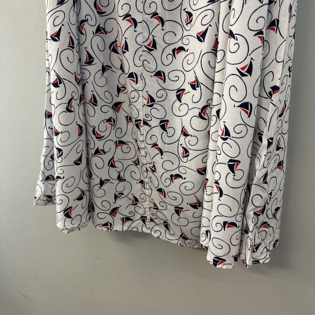 Vintage Pendleton White/ Multi Sailboat Print Maxi Skirt 16