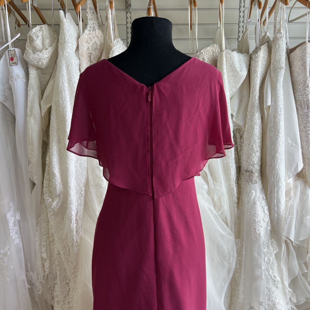 Azazie Burgundy Ruffle Sleeve Short Formal Dress Large