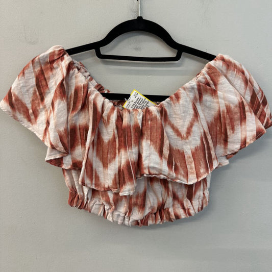 Banana Republic Orange/ White Print Cropped Off Shoulder Top Extra Small