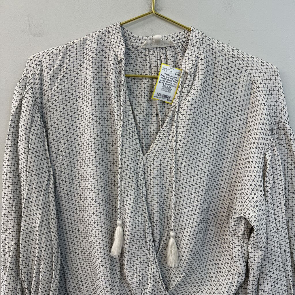 Lou and Grey White/ Black Print Long Sleeve Top Extra Small