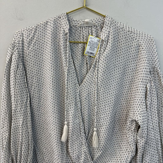 Lou and Grey White/ Black Print Long Sleeve Top Extra Small