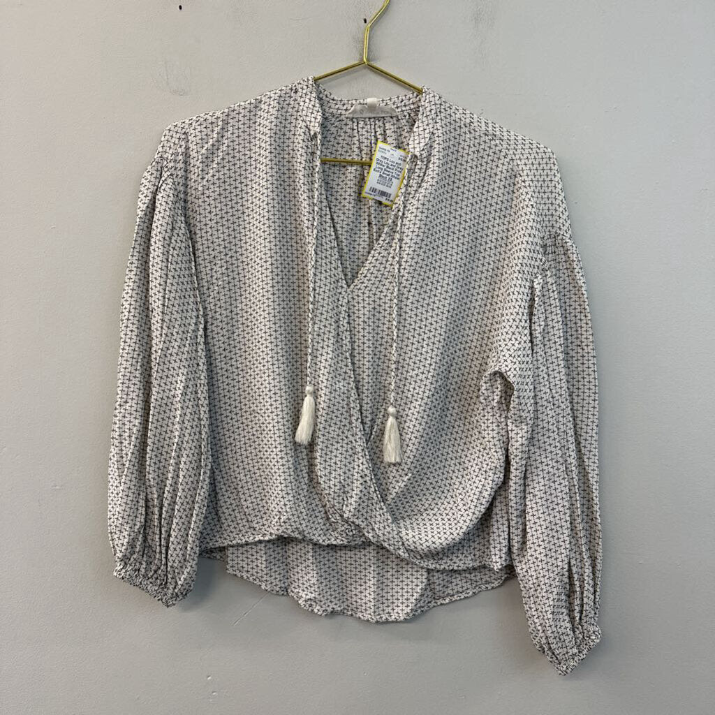 Lou and Grey White/ Black Print Long Sleeve Top Extra Small