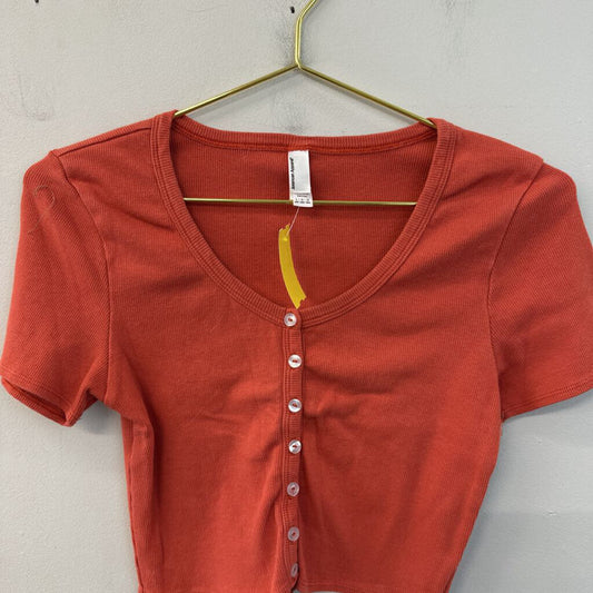 American Apparel Orange Cropped Short Sleeve Top Large