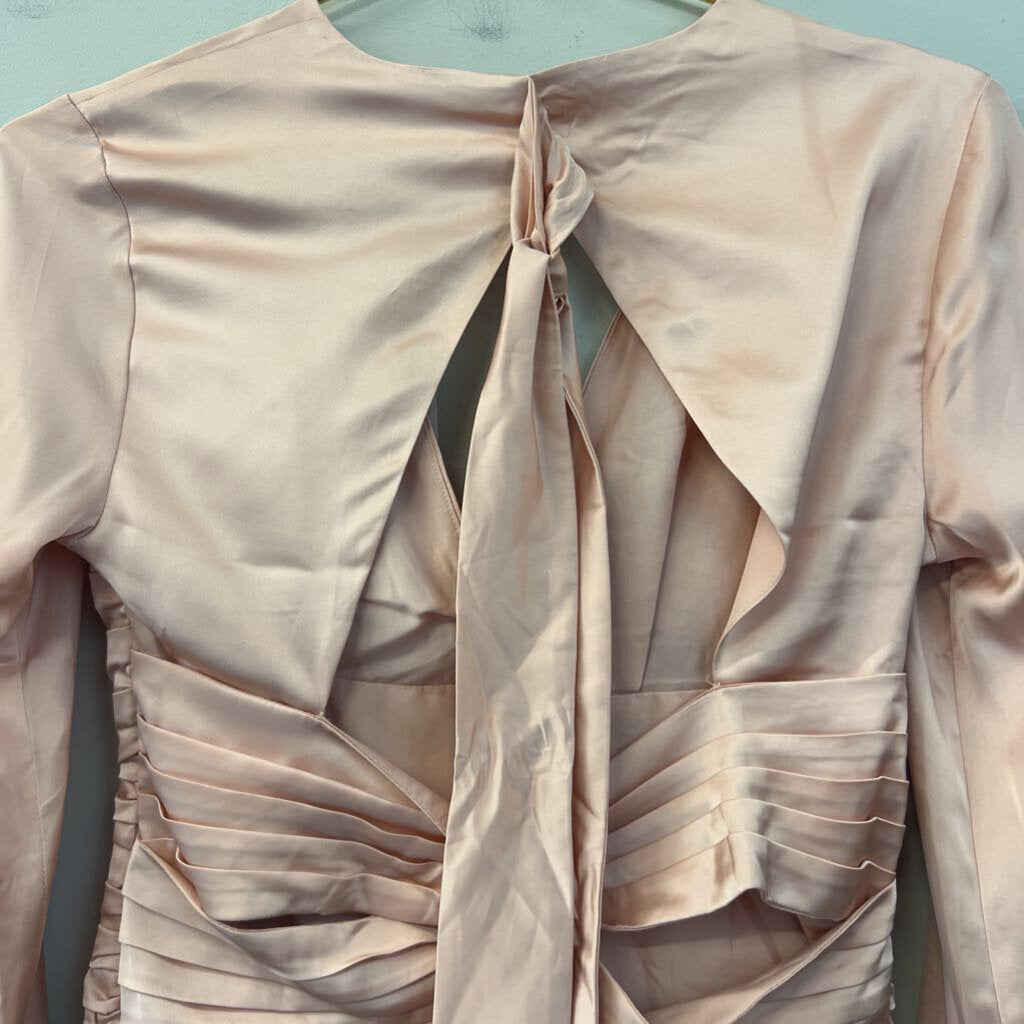 Express Pink Silky Cropped Long Sleeve Top Extra Small
