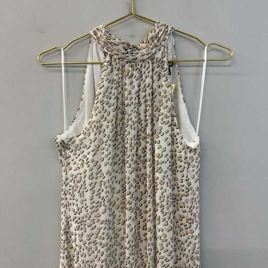 Express White/ Brown Print High Neck Maxi Dress Small